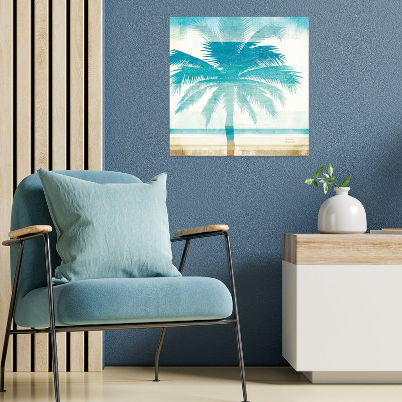«Beachscape Palms II», palmier abstrait, art côtier, H 18 po x l 18 po