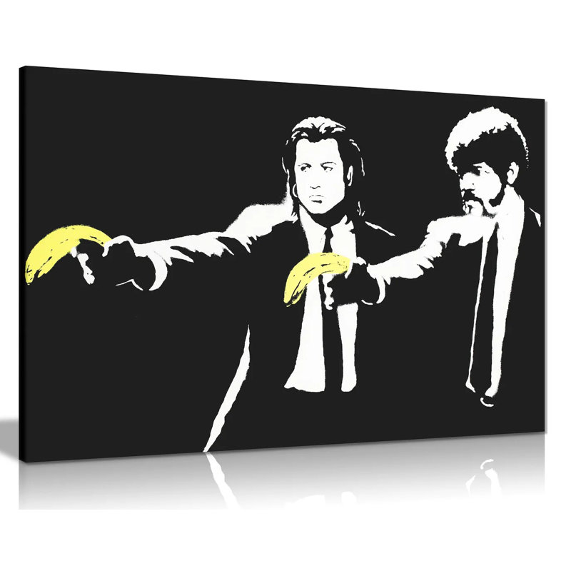 Pulp Fiction Banana Gun Graffiti by Banksy - Wrapped Canvas Print, 61cm H x 91cm W
