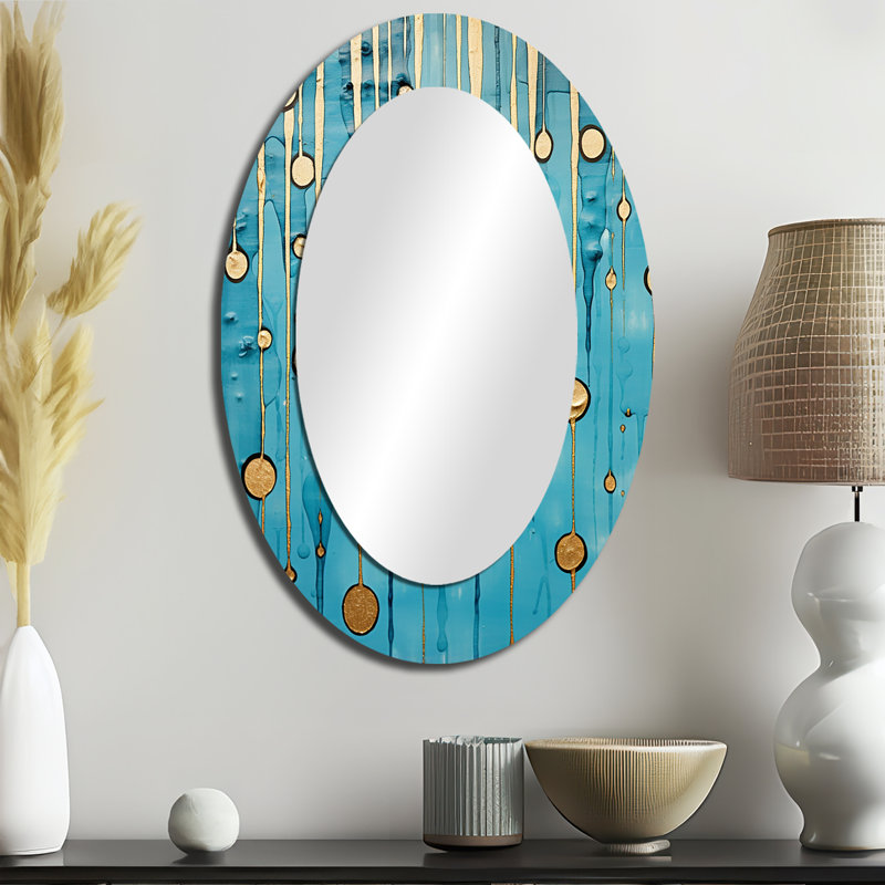 Miroir mural abstrait abstrait bleu pluvieux IV Collage IV, 36 po x 24 po