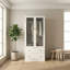Armoire penderie de 20 po de largeur avec verre cannelé et tiroirs, armoire de rangement pour vêtements de 71 po de hauteur avec tringle et portes à fermeture en douceur-84439410