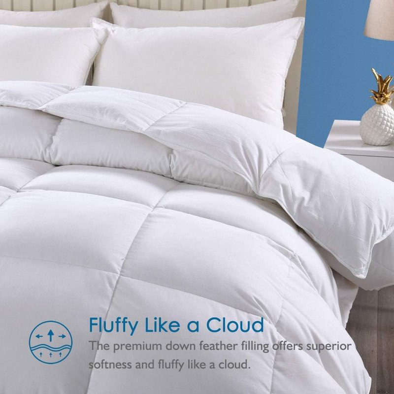 100% Cotton Cover All Season Premium Down & Feather Blend Comforter, Queen