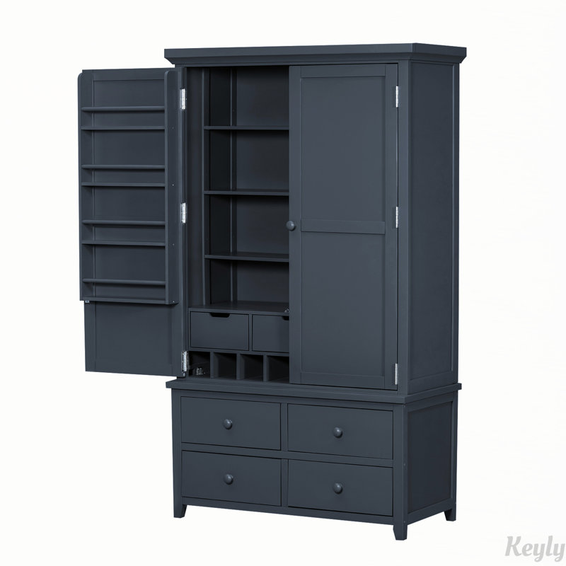 Grand garde-manger autoportant, armoire de rangement, Gris