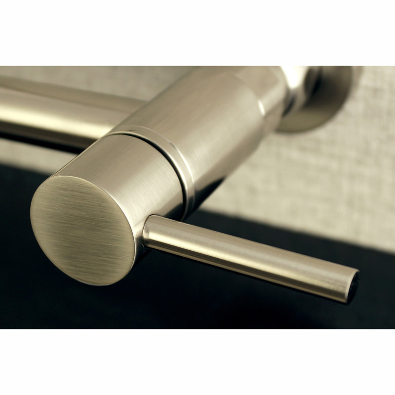 Kingston Brass Concord Double-Handle 2-Hole Wall-Mount Bridge Kitchen Faucet, Brushed Nickel