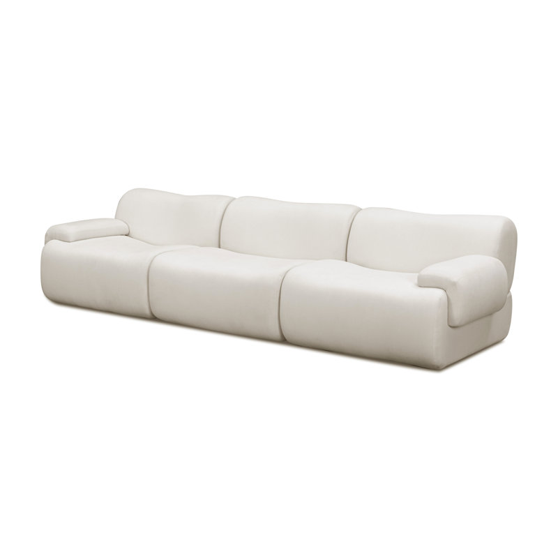 Chue Cream Upcycled Fabric Modular Sofa, Cream Polyester Blend