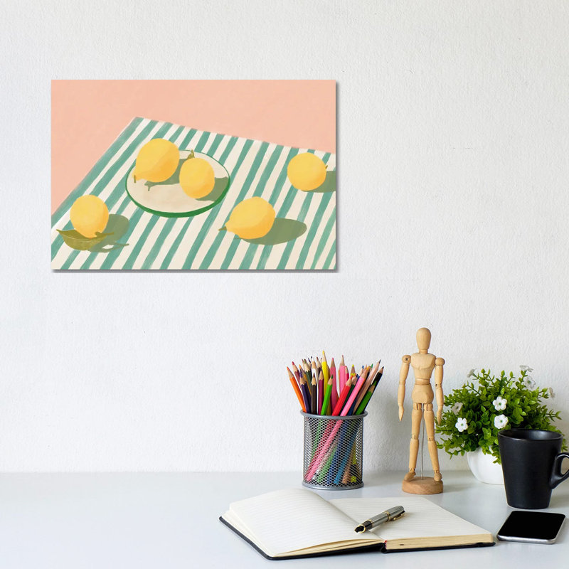 Citrons et rayures - impression d'art mural