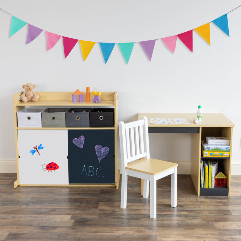 Ensemble de bureau et chaise pour tout-petits Isabelle & Max ™ Dalton, naturel / noir / blanc / gris