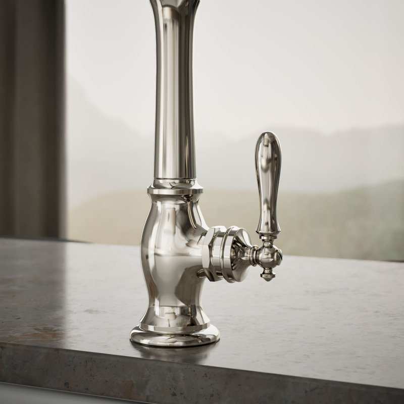 Artifacts Single Handle Kitchen Sink Faucet with Accessories, Vibrant Polished Nickel