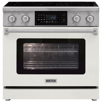 KOSTCH 36" Professional Electric Range with Tilt Control Panel, 5 Elements Cooktop, 6.2 cu. ft. True Convection Oven, Air Fry & Self-Cleaning in White