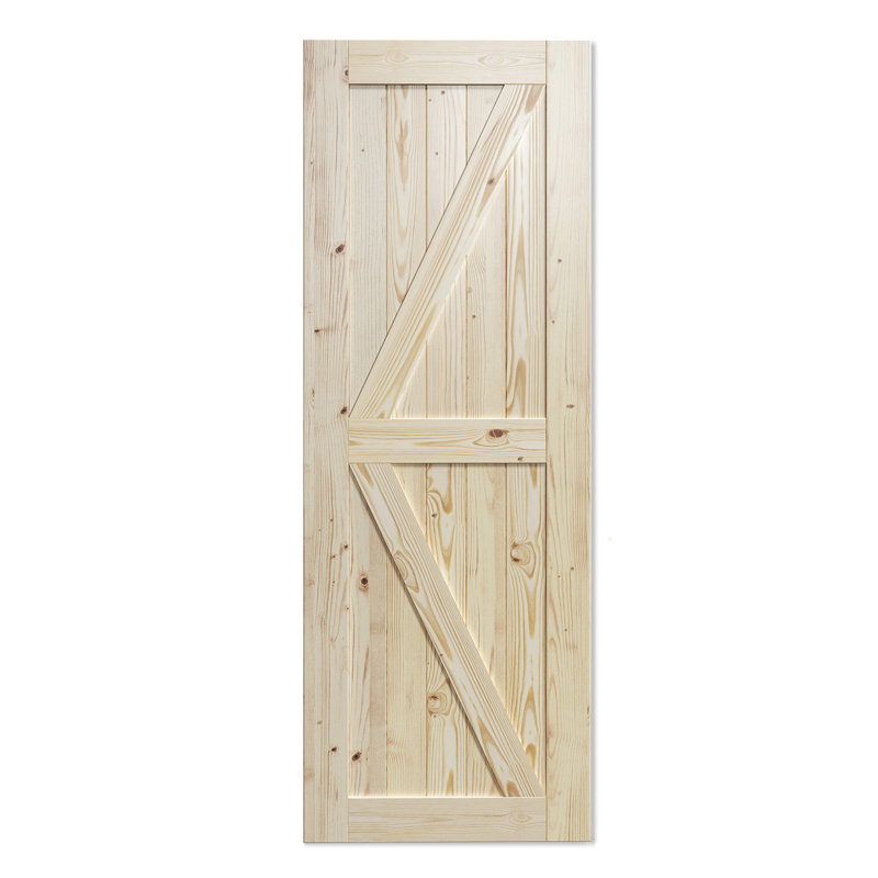 Panneau de porte de grange en bois massif non fini sans trousse de quincaillerie d'installation, 32" x 80", Unfinished