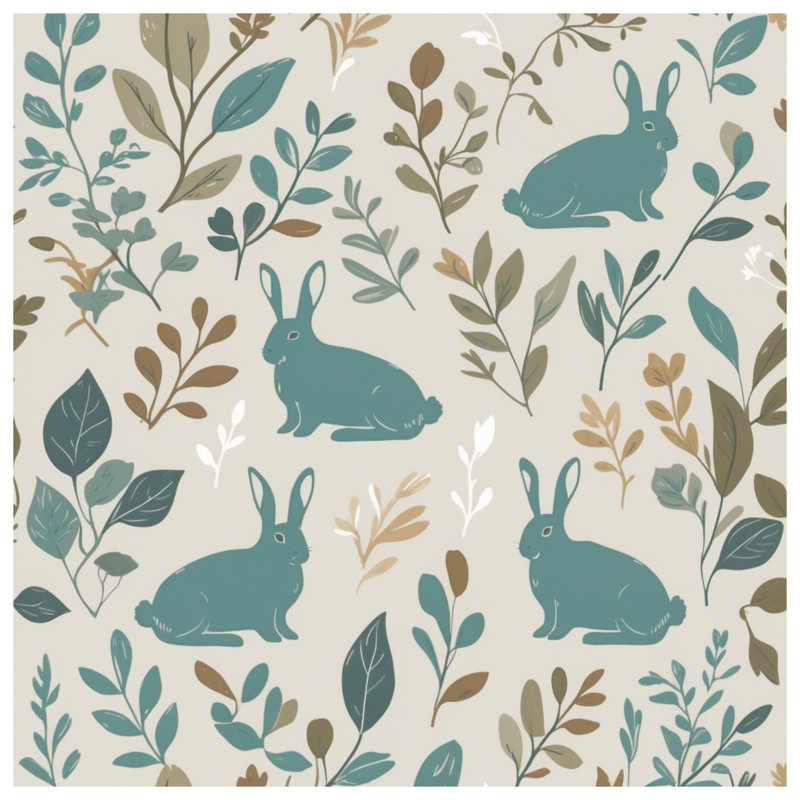 Coussins décoratifs Blue Rabbits With Leaves, 20 x 20 pouces