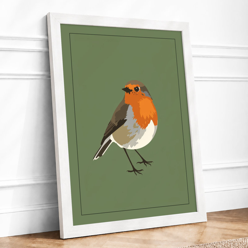 Winter Robin Minimalist - Print, A4 - 29.7 x 21.0 cm, White