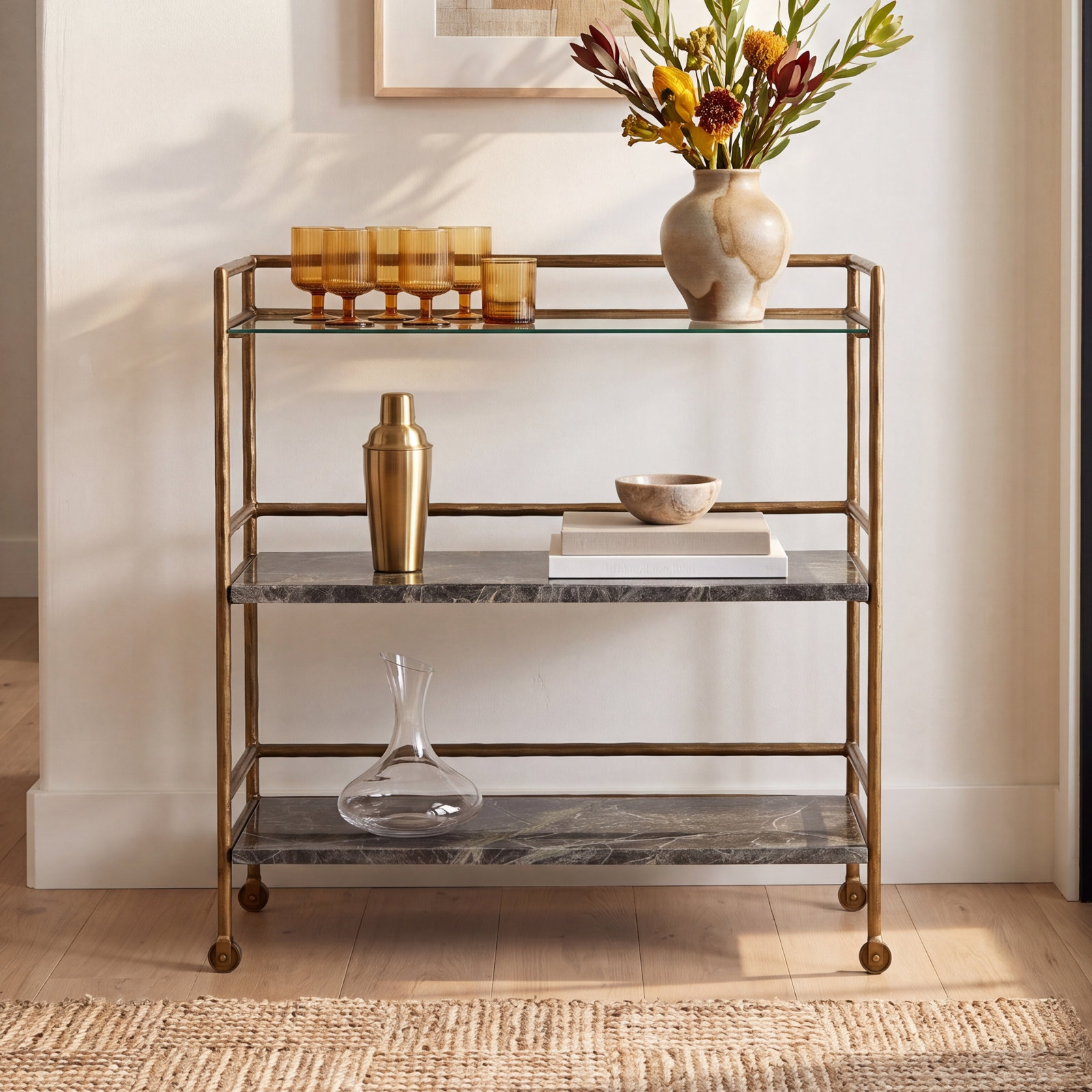 Glass and Iron Bar Cart