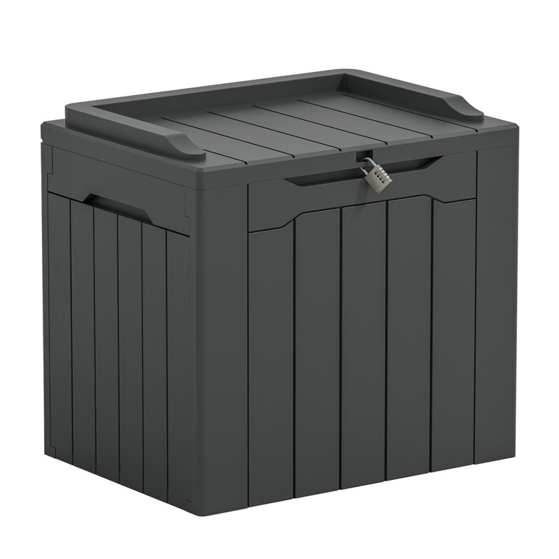 Coffre de terrasse verrouillable 32 gallons avec siège Devoko, gris