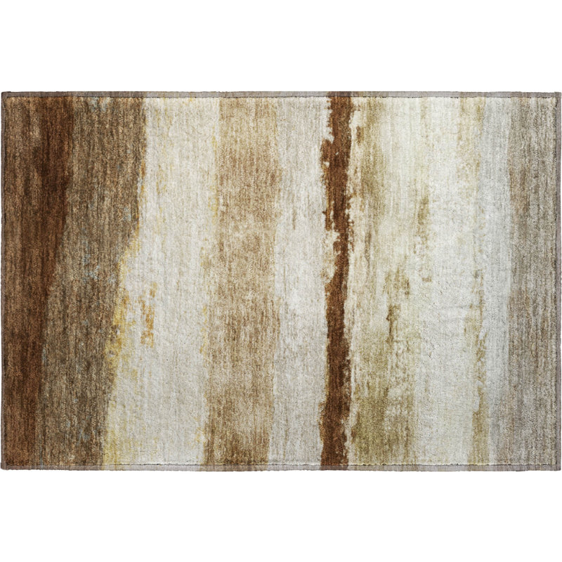 Premium Machine Washable Mayfield Striped Rug, 1'8" x 2'6", Brown