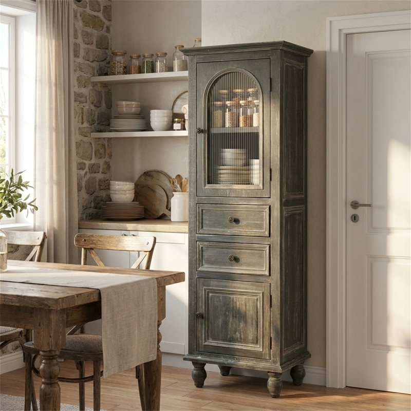 Armoire étroite Farmhouse, Black+ Grey