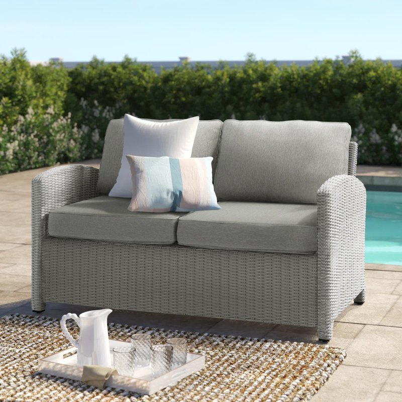55'' Wide Metal Loveseat with Cushions, Gray, Gray