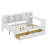 Wooden L-Shape Daybed With Cabinets And Drawers, Desk And Built-In Bookshelf-110439756