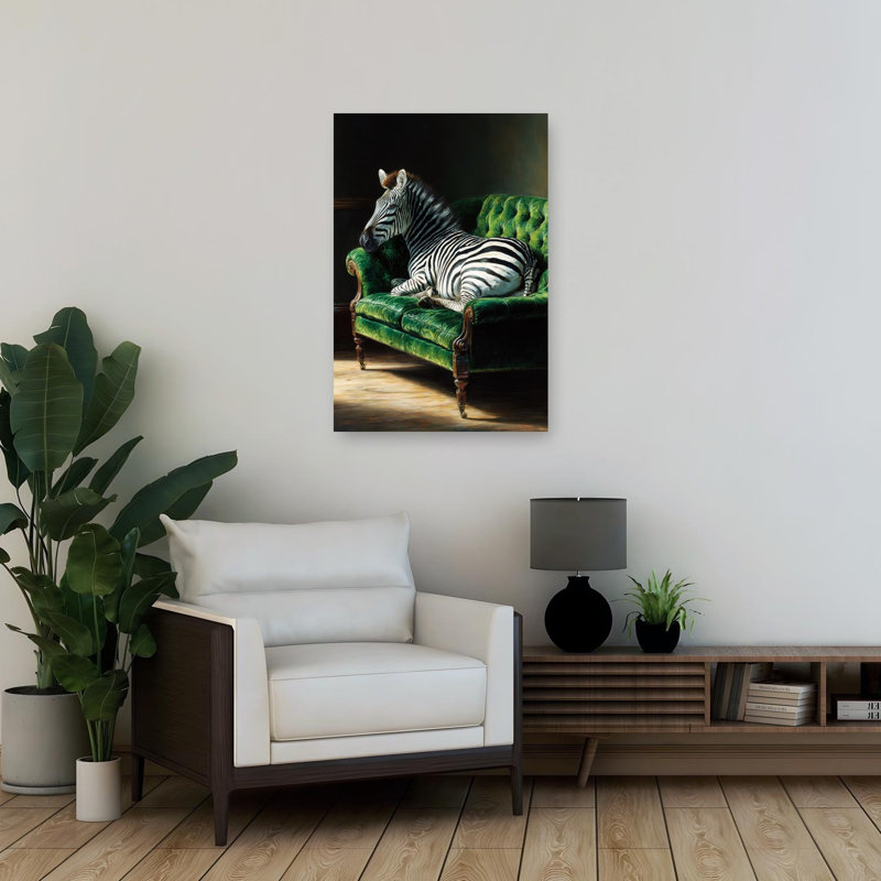 Elegant Zebra Couch Elegant Surreal Whimsical Zebra Portrait Wall Art Print 1 Piece Wrapped Canvas Wall Art