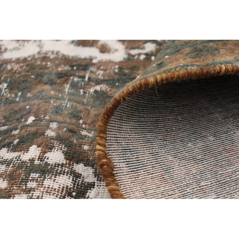 Tapis unique en laine noué à la main gris et brun de 9 pi 6 po x 11 pi 11 po années 1990