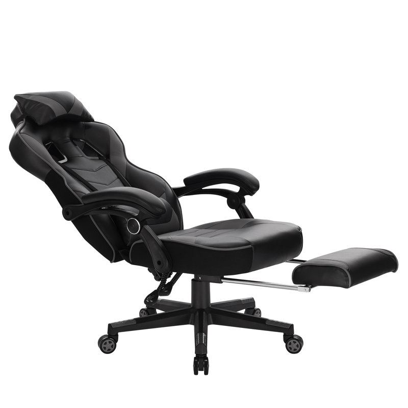 Inbox Zero Reclining Faux Leather PC & Racing Game Chair, Grey