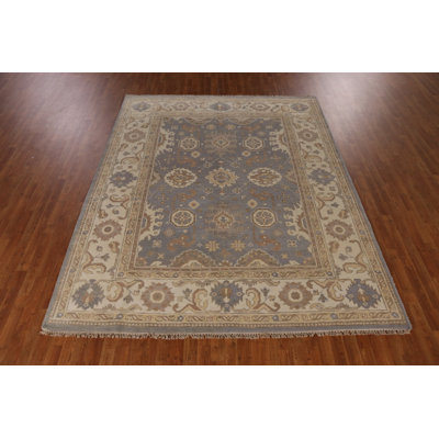 Tapis bleu clair fait à la main Oushak 8 x 10