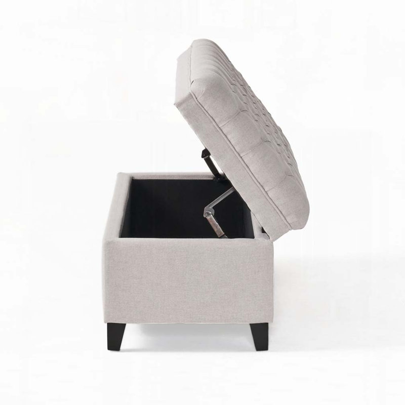 Banc de rangement capitonné, Gris clair