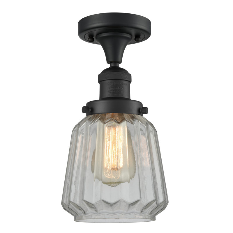 Arbogast Flush Mount, Clear, 6 Watt Vinage LED Bulb, Matte Black