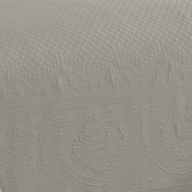 Historic Charleston King Charles Lightweight Cotton Matelasse Quilted Bedspread, Queen, Grey, Queen, Gray