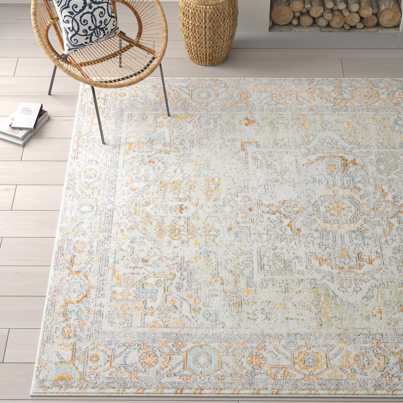 Oriental Sage/Beige Area Rug, Rectangle 5'3" x 7'7"