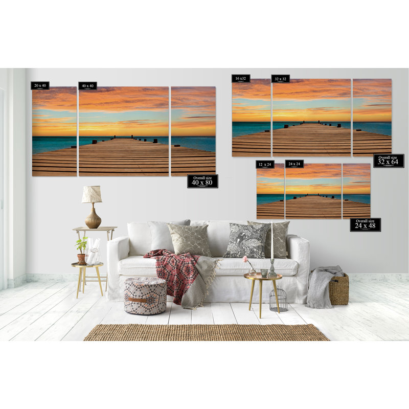 « aruba soleil », reproduction d’image multi-pièces de qualité supérieure sur toile, H 24 po x l 48 po x P 1,5 po