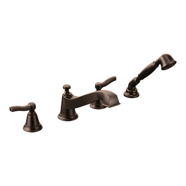 Rothbury Double Handle Deck Mounted Roman Tub Faucet Trim with Handshower