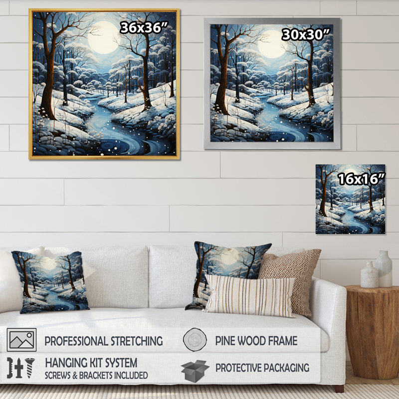 Winters Tree Embrace Pointillism I - Pointillism Wall Decor, H 16 po x l 16 po x P 1 po, Cadre flottant blanc