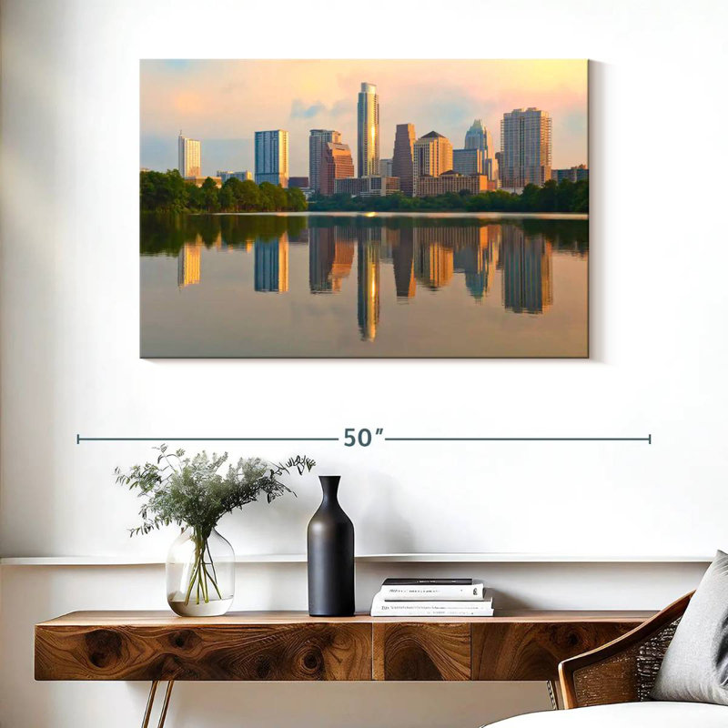 Austin Skyline Reflection, 26" H x 39" W