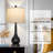 Modern 26'' Black Table Lamps with Oatmeal Fabric Shades, USB and Type-C Charging Ports, Dimmable Bulbs Included-2055951158