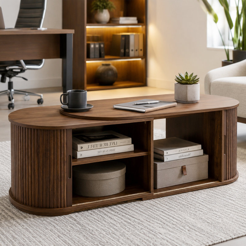 Table basse de 55 po avec fonction de rangement, Noyer
