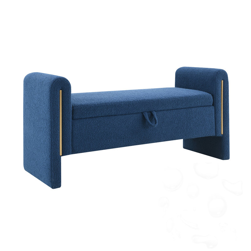 Banc rembourré avec accoudoirs et rangement, Marine