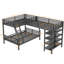 Lit superposé en L et lit mezzanine avec quatre tablettes intégrées
