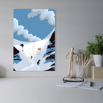 Alpine Ski Adventure Abstract Contemporary Landscape Mountain Wall Art Print 1 Piece Wrapped Canvas Wall Art