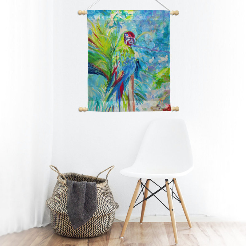 Suspension en polyester perroquet vert II