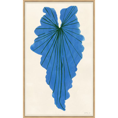 «Blue Palm» par Susan Hable - Peinture encadrée sur papier