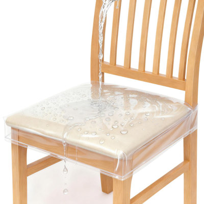 6 Pack Stain, Water And Kitty Scratch Resistant Clear Dining Chair Covers/Slipcovers Chair Protector Waterproof PVC Material, 17”D X 18”W X 4”H With Adjustable Belt Strap, Set Of 6