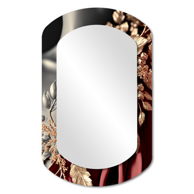 Hooten Vintage Glam Rose IV - miroir décoratif cylindrique floral, miroir mural asymétrique traditionnel, impression d'art en métal