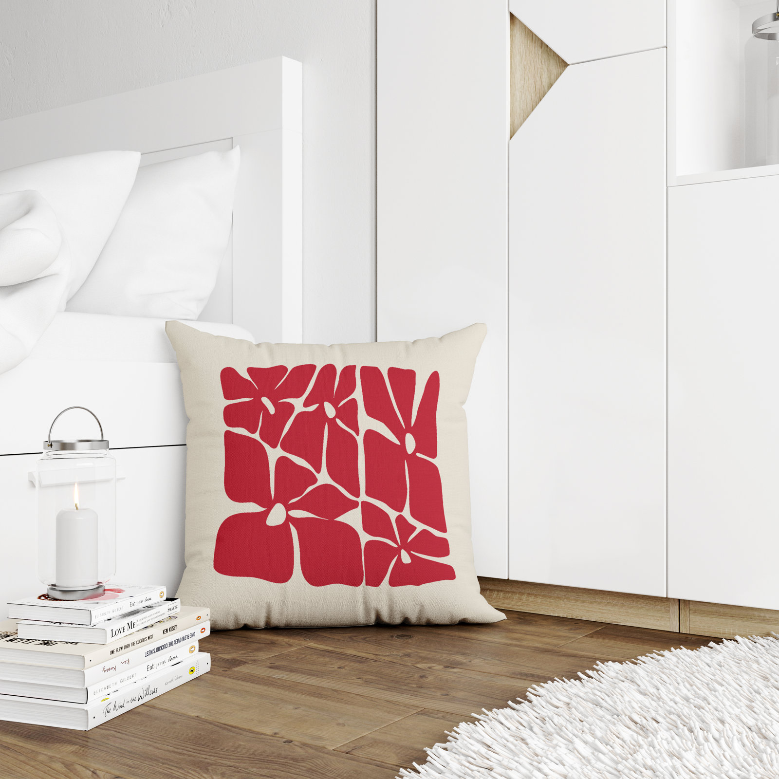 Polyester Throw Pillow, 17W" x 17H", Red