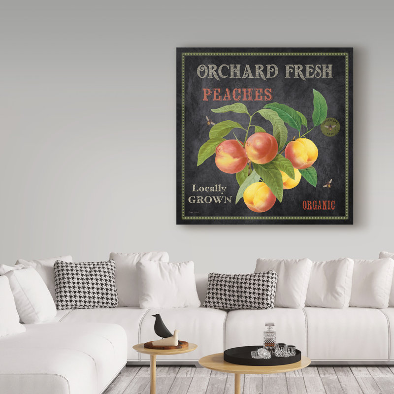 Art mural sur toile tendue - art mural Jean Plout «Orchard Fresh Peaches» pour le salon, la chambre à coucher ou le bureau - 14 x 14