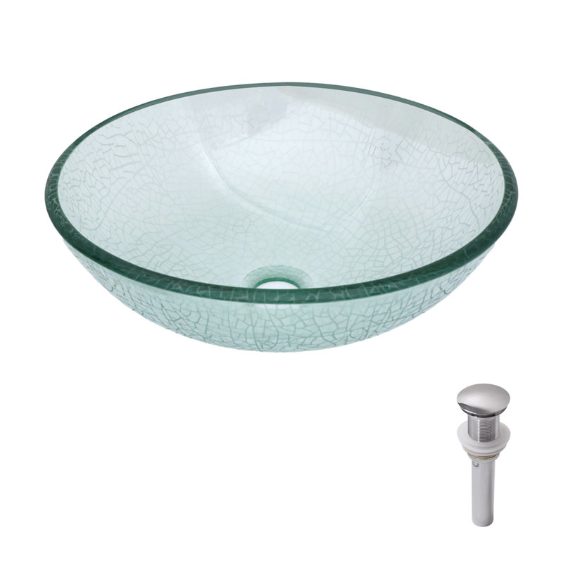 Lavabo de salle de bain vasque en verre trempé avec bonde escamotable