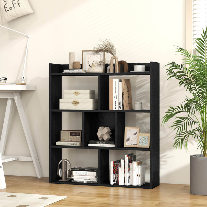1 étagère de rangement à 3 niveaux et 7 cubes avec trousses anti-basculement pour le salon , Noir