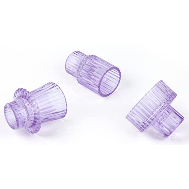 Glass Candlestick Holders Tealight Candle Holders For Table Centerpieces, Wedding Decor And Dinner Party (3 Pcs, Purple)