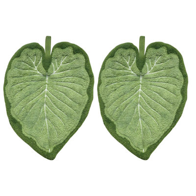 2 Pack Leaf Hanging Hand Towel with Loop, Boho Green Bathroom Decor