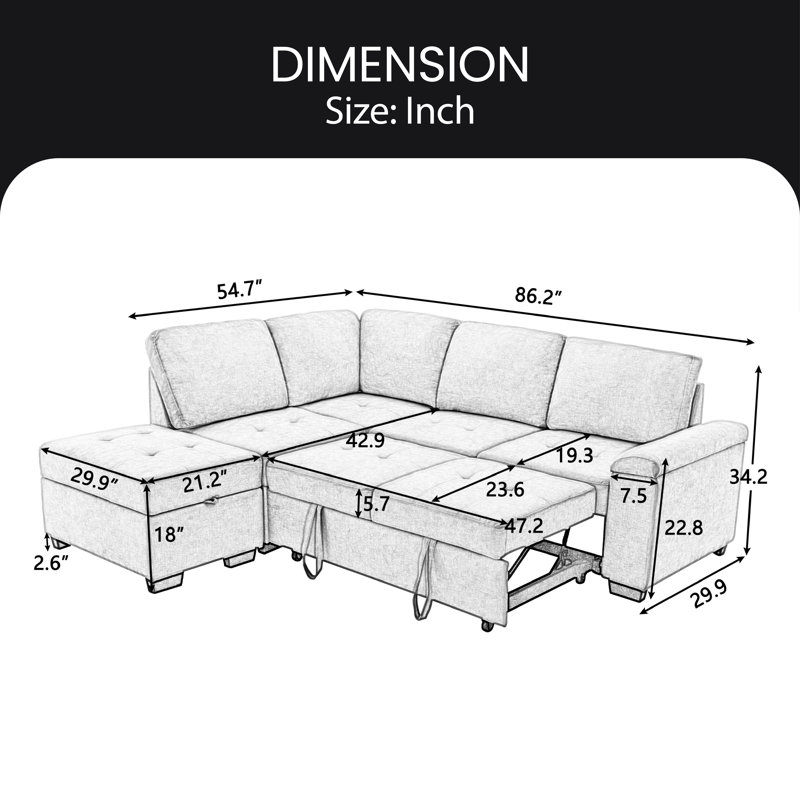 Bundella Upholstered Sectional, Black Velvet