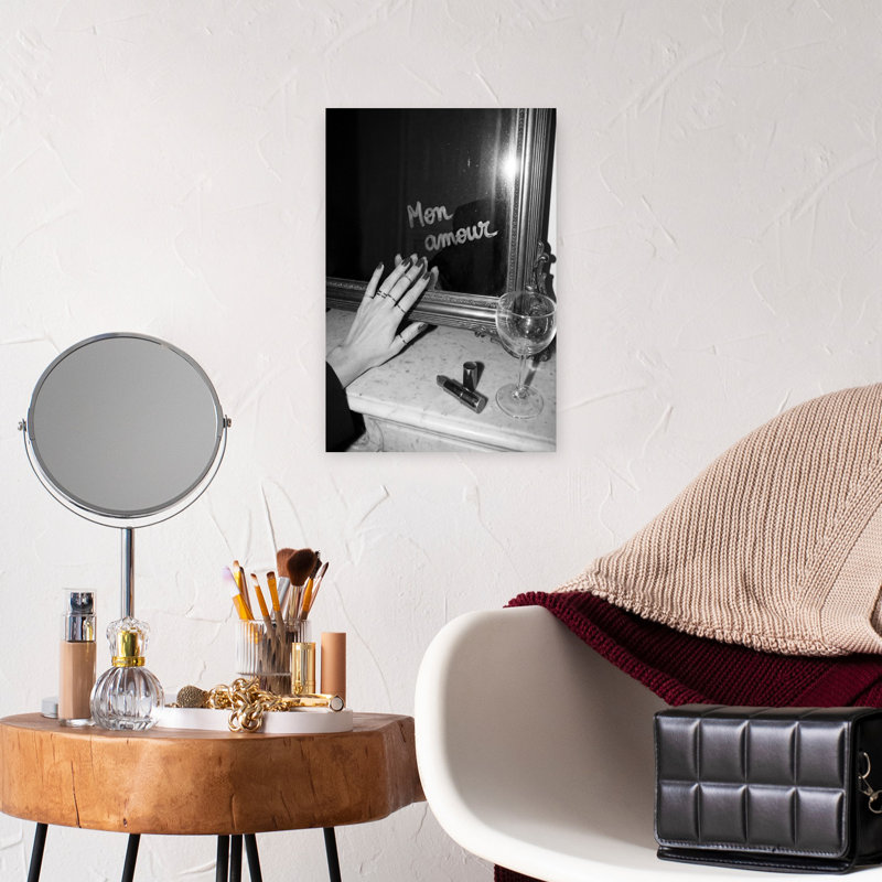 «Mon Amour», art mural rétro rétro, Blanc, H 18 po x l 12 po